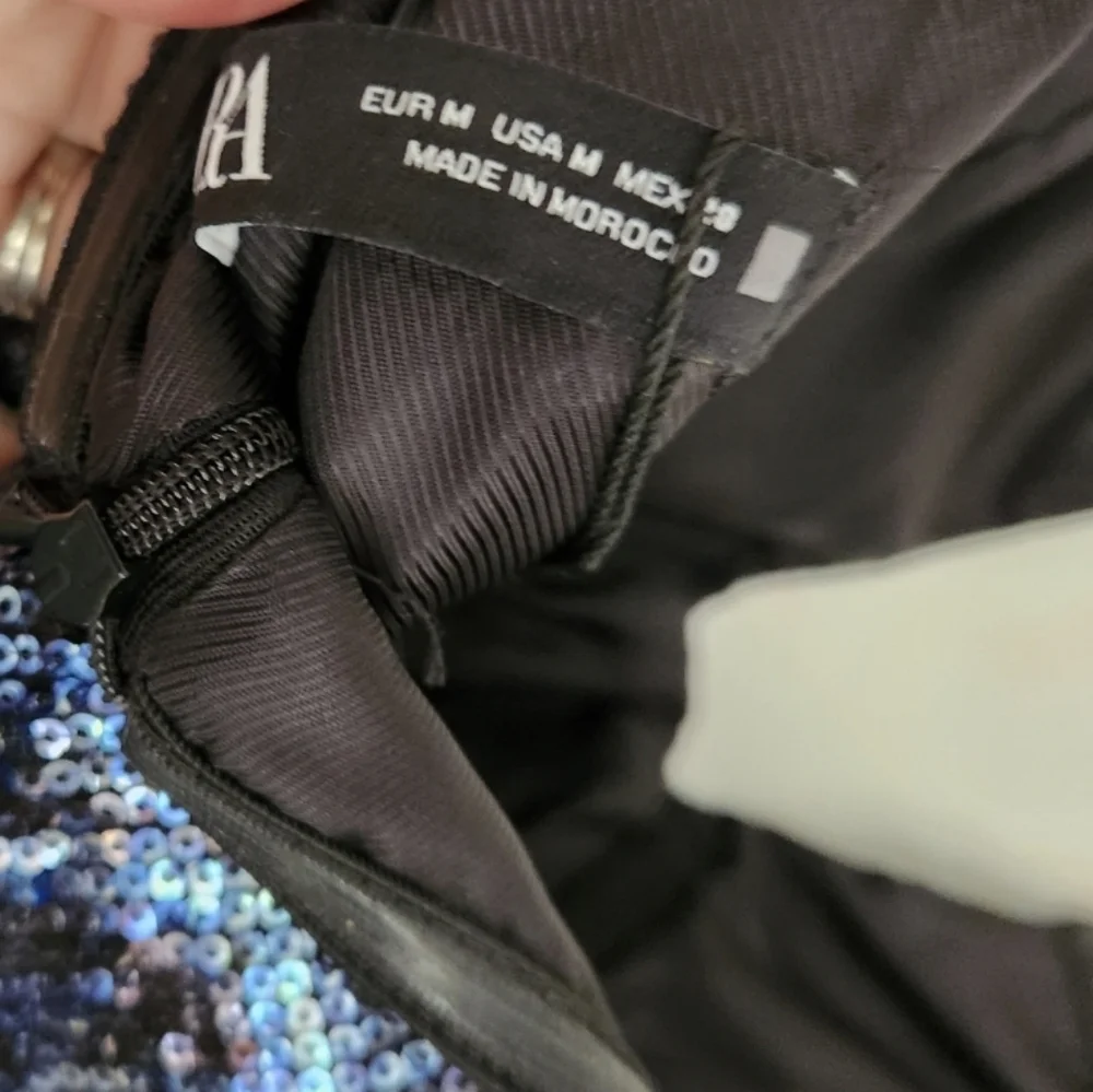 NWT Zara Blue Leopard Sequin Dress - Picture 10 of 10